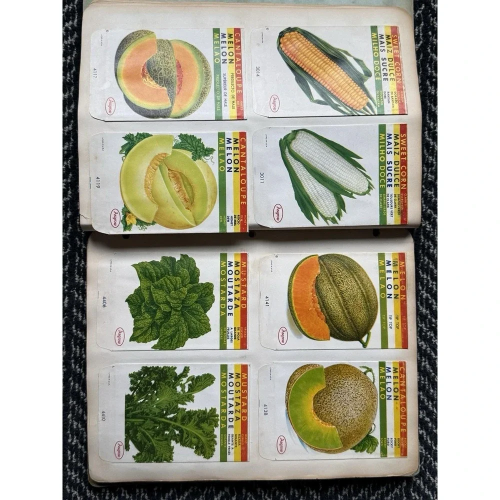 VTG rare 1950s-60s Asgrow Seed Salesman Sample Book 280+ Labels Accopress Binder